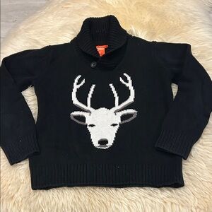 Joe Fresh Black Sweater with White Deer Design